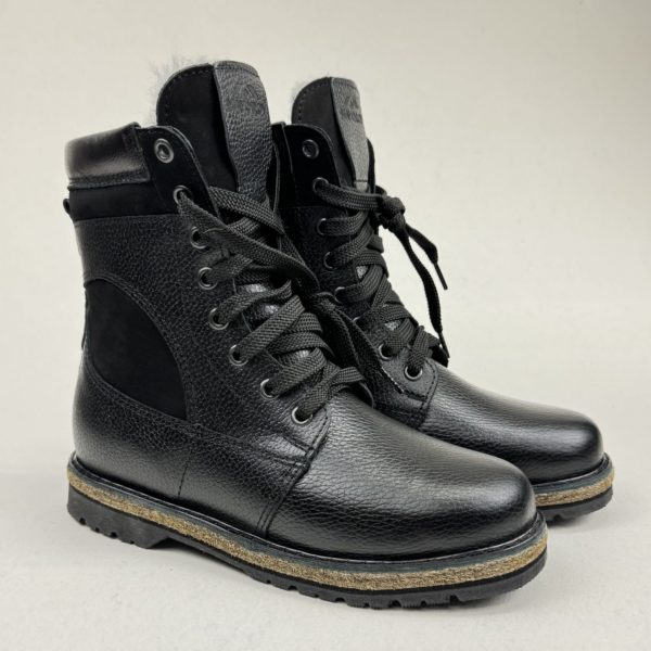 Ботинки мужские юфтевые чёрные на войлочной подошве