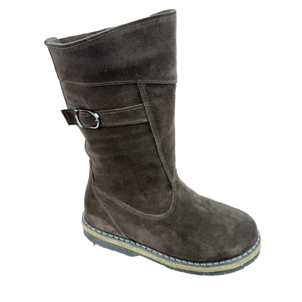 Монголки женские шоколадные замшевые с замком войлок